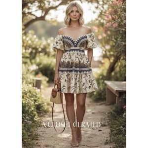 Scarlett Poppies Chiquitita Mini Short Embellished V Neck Dress Sz M, Ivory